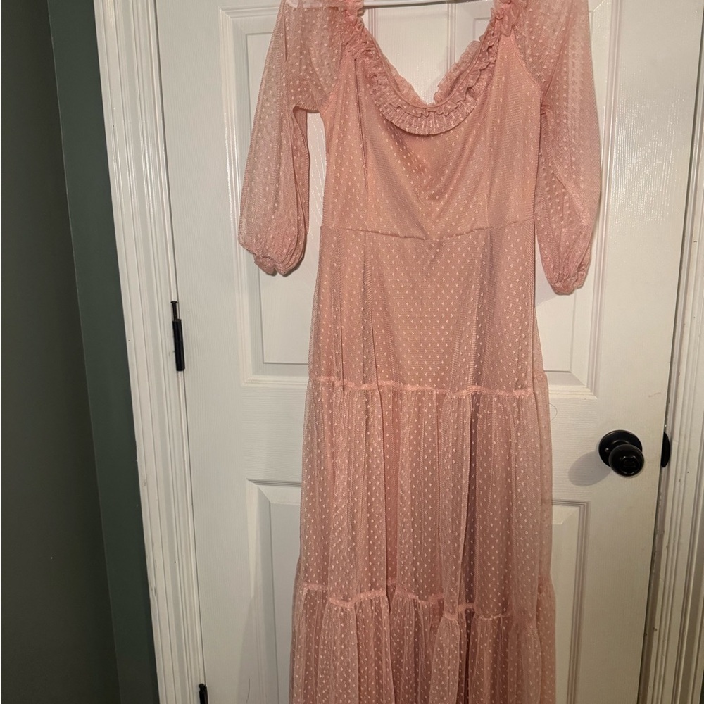 Elegant Pink Ruffled Women's Dress